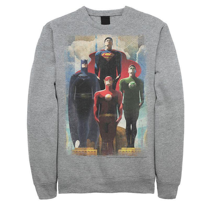 Mens DC Comics Justice League Heroes Look Up Sweatshirt Athletic Grey Product Image