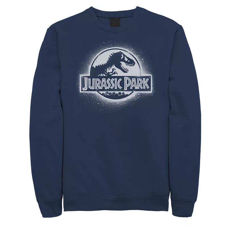 Mens Jurassic Park All White Spray Paint Stencil Movie Logo Sweashirt Grey Heather Product Image