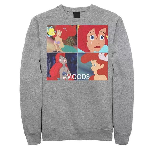 Disneys The Little Mermaid Ariel Mens Mood Panels Sweatshirt Athletic Grey Product Image