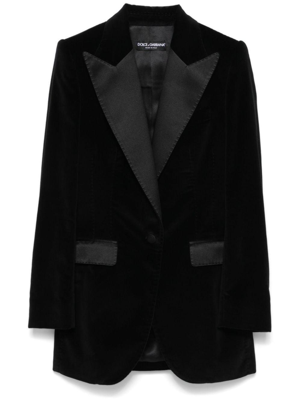 DOLCE & GABBANA Turlington Velvet Blazer In Black Product Image