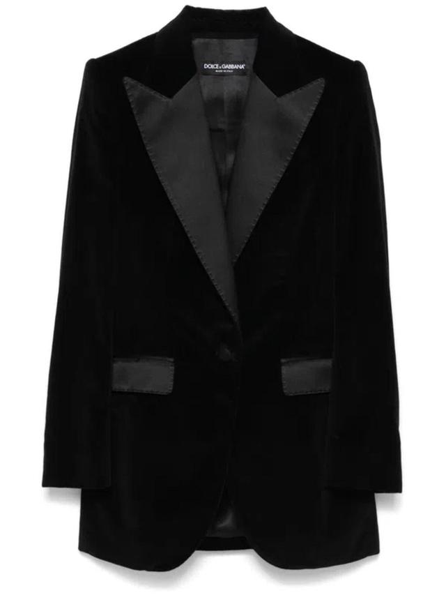 DOLCE & GABBANA Turlington Velvet Blazer In Black Product Image