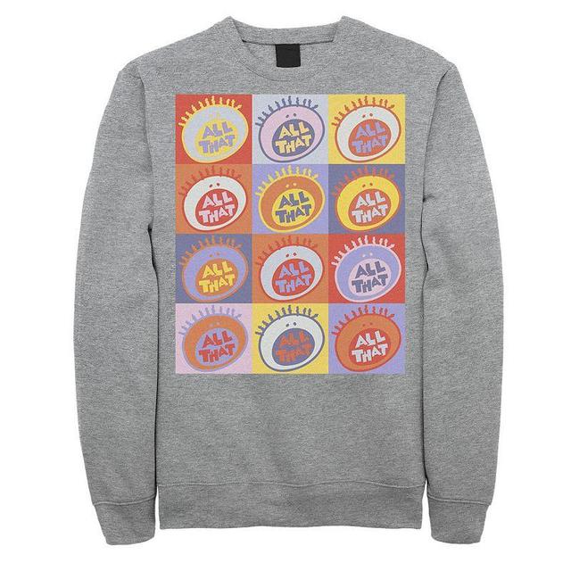 Mens Nickelodeon All That Classic Vintage Logo Panels Graphic Fleece Pullover Grey Product Image