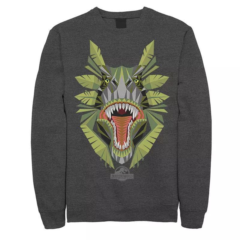 Mens Jurassic World Tikisaur Leaf Face Roar Fleece Pullover Athletic Grey Product Image