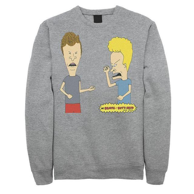 Mens Beavis And Butthead Air Guitar Portrait Fleece Athletic Grey Product Image