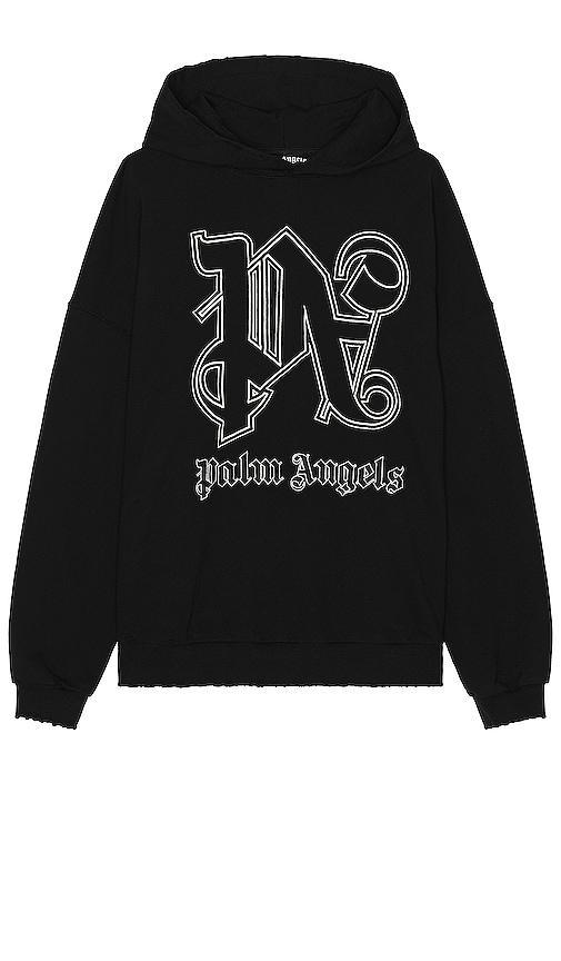 Palm Angels Monogram Statement Hoodie in Black - Black. Size S (also in XXL/2X). Product Image