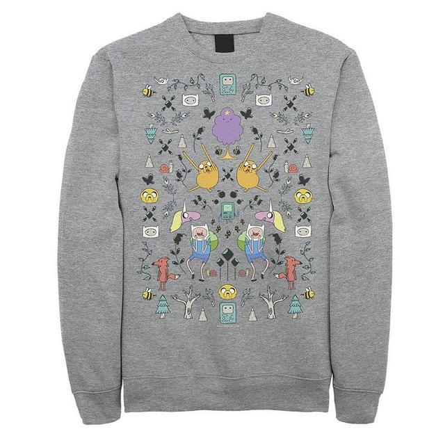 Mens Cartoon Network Adventure Time Character Icon Collage Sweatshirt Athletic Grey Product Image