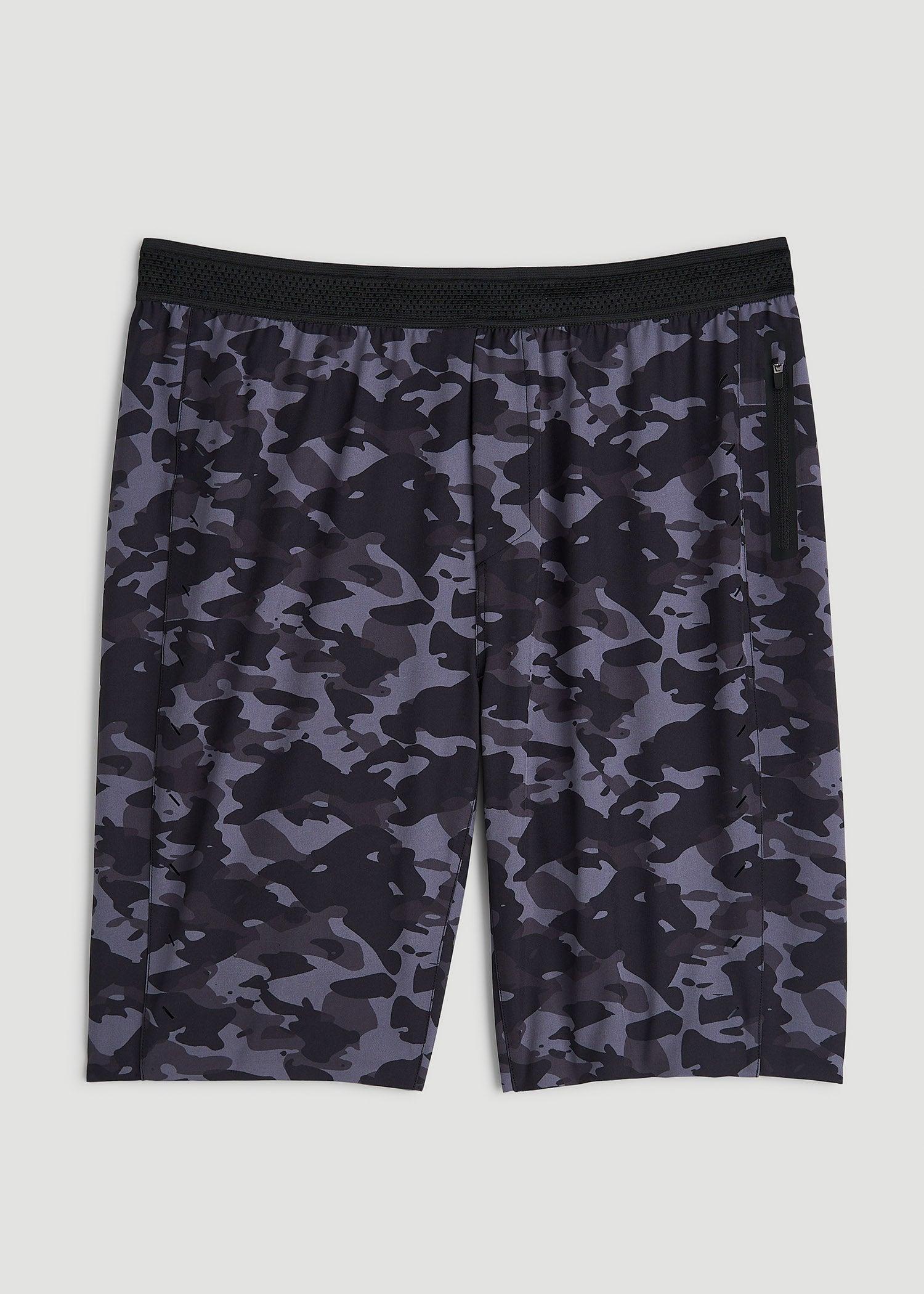 Featherweight Perforated Training Shorts for Tall Men in Black Camo Product Image