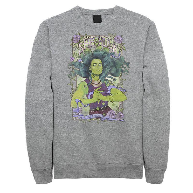 Mens Marvel She-Hulk Vintage Floral Sweatshirt Athletic Grey Product Image