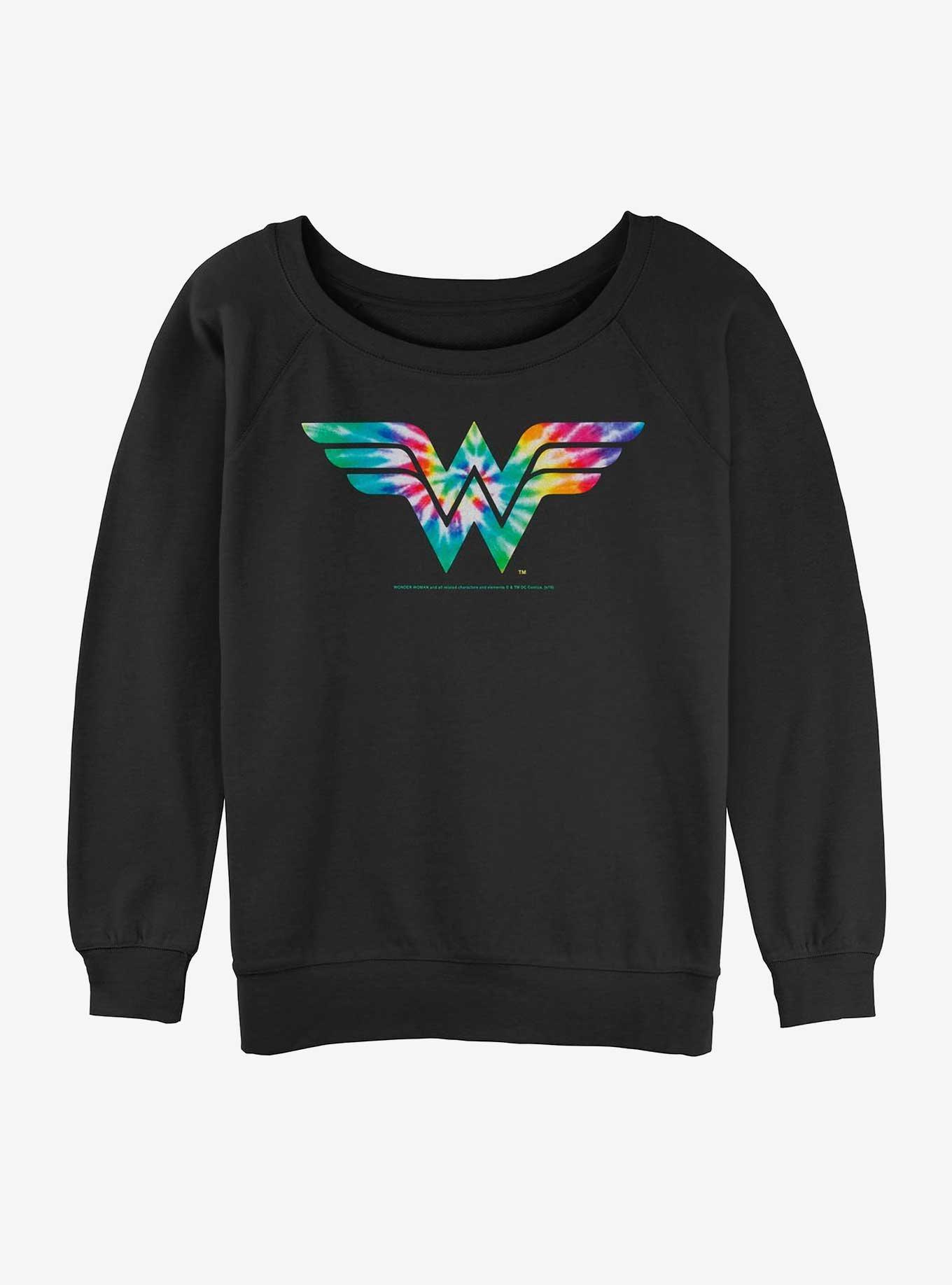 DC Comics Wonder Woman Tie-Dye Logo Girls Slouchy Sweatshirt Product Image