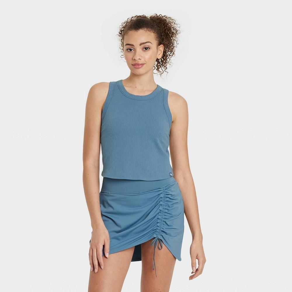 Womens Cropped Ribbed Tank Top - JoyLab Blue XL product image