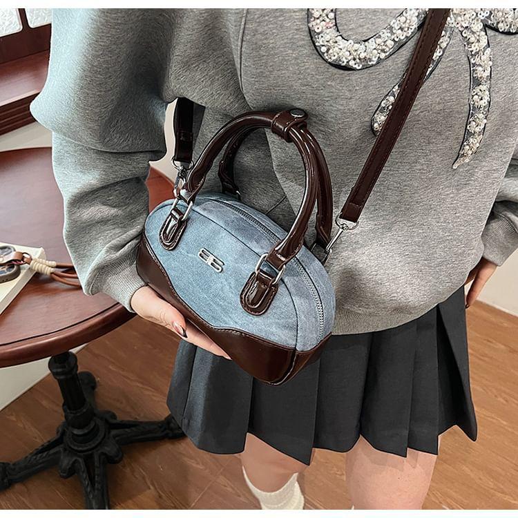 Faux Leather Two Tone Crossbody Bag Product Image