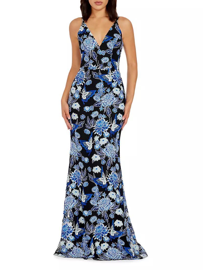 Sharon Floral Embroidered Mermaid Gown Product Image