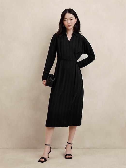 Silky Twill Wrap Midi Dress product image