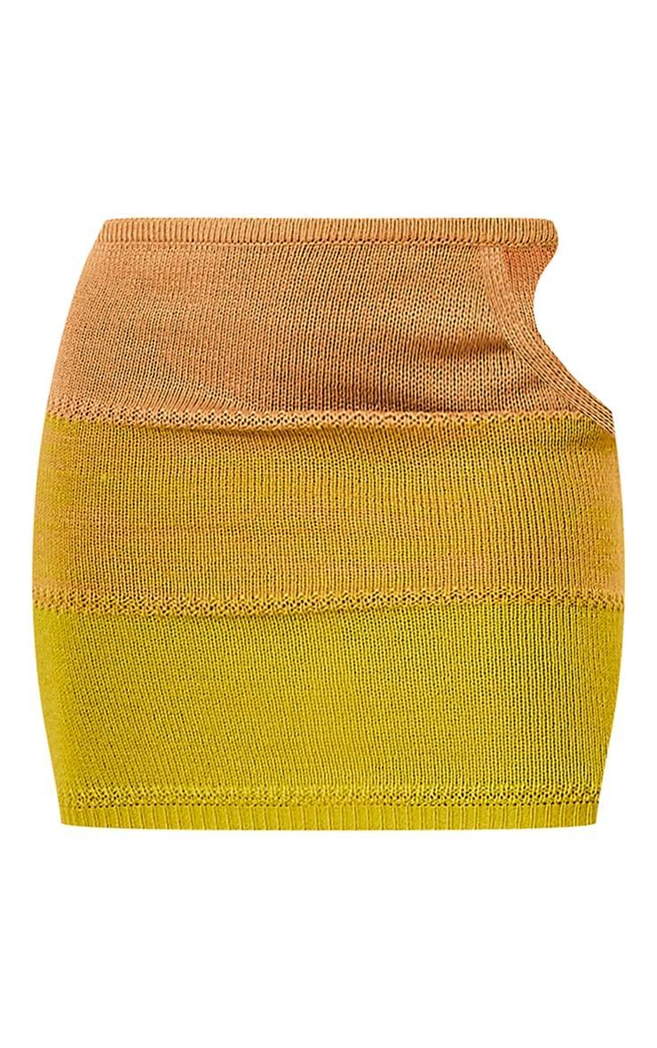 Yellow Cut Out Side Marl Knit Skirt Product Image