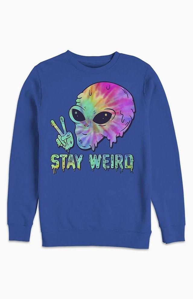 Mens Tye Dye Alien Peace Stay Weird Sweatshirt Product Image