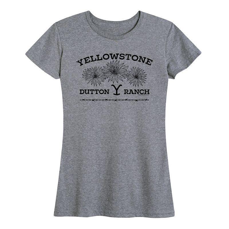 Womens Yellowstone Wildflowers Graphic Tee Med Grey Product Image