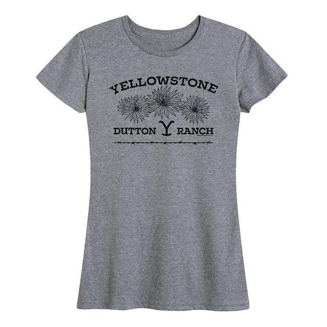 Womens Yellowstone Wildflowers Graphic Tee Med Grey Product Image