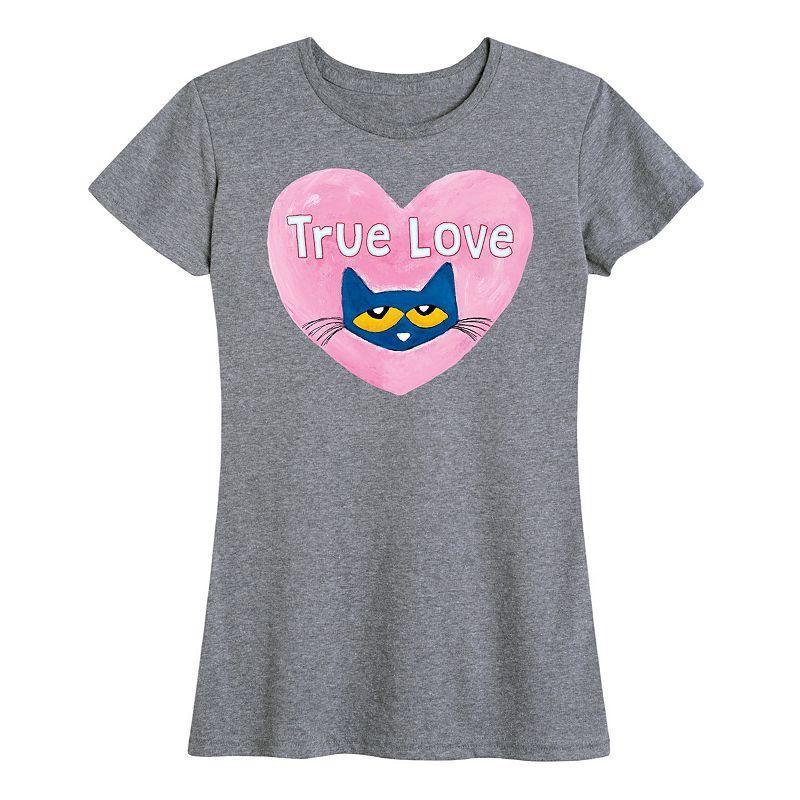 Womens Pete The Cat True Love Graphic Tee Med Grey Product Image