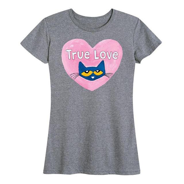 Womens Pete The Cat True Love Graphic Tee Med Grey Product Image