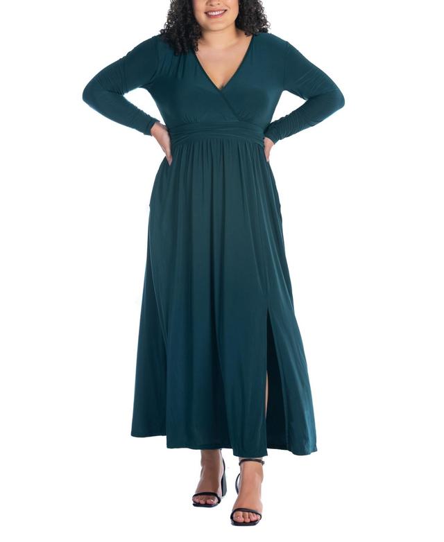 24seven Comfort Apparel Plus Long Sleeve Maxi Dress Product Image