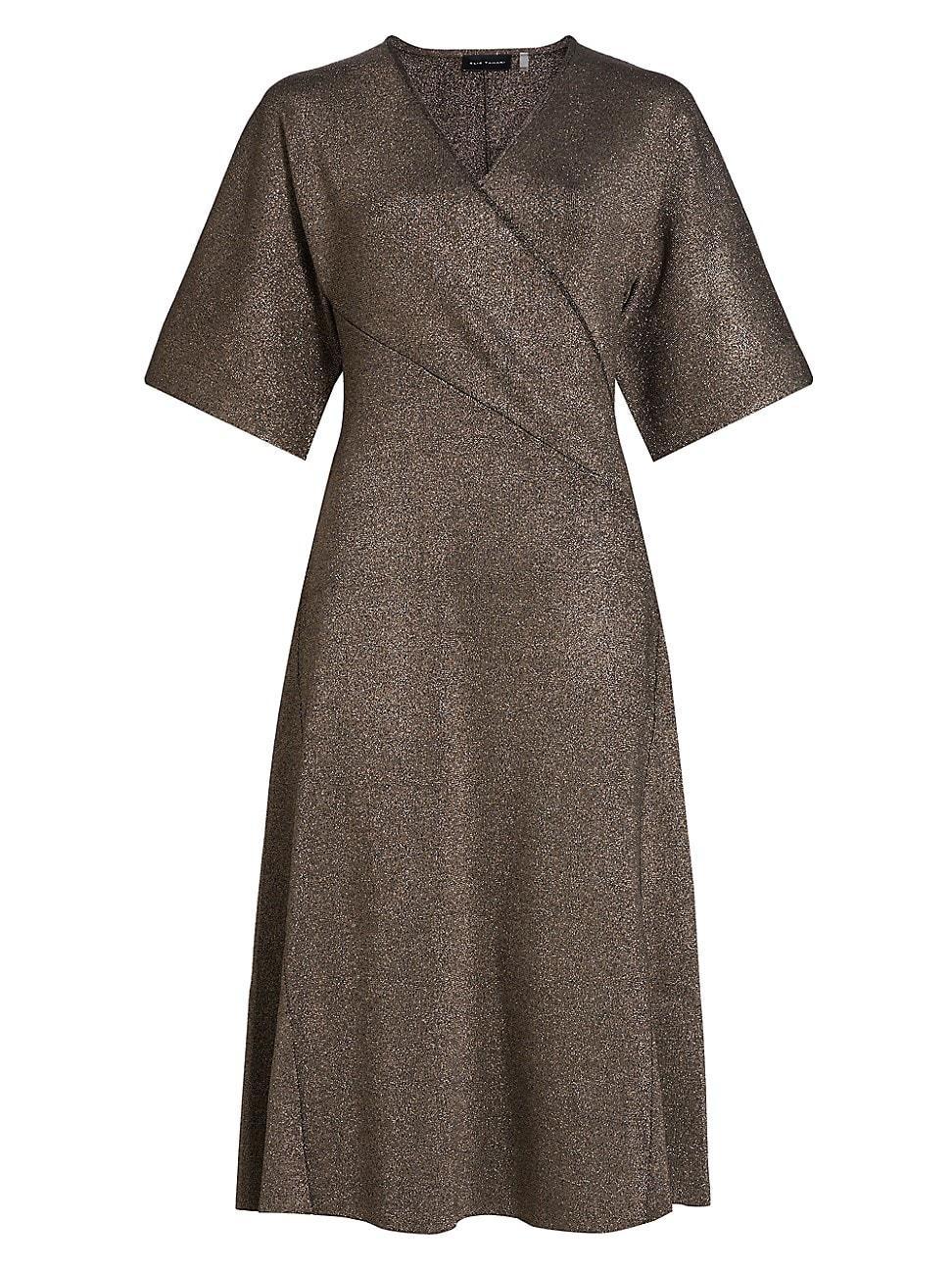 Womens The Everly Metallic Knit Wrap Midi-Dress Product Image