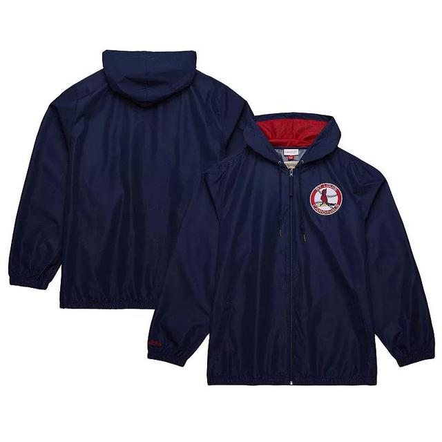 Mens Mitchell & Ness St. Louis Cardinals Cooperstown Collection Vintage Logo Full-Zip Hoodie Windbreaker Jacket Blue Product Image