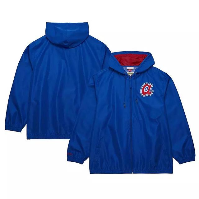 Mens Mitchell & Ness Royal Atlanta Braves Cooperstown Collection Vintage Logo Full-Zip Hoodie Windbreaker Jacket Product Image