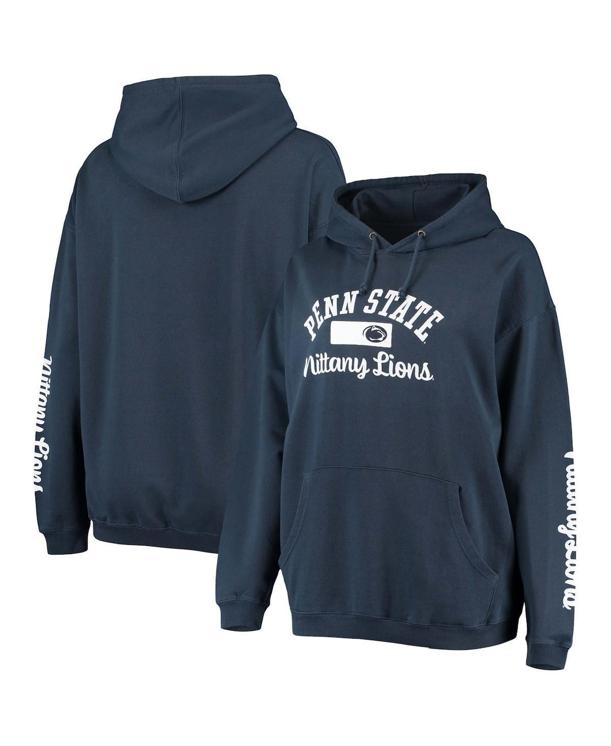 Womens Pressbox Navy Penn State Nittany Lions Rock n Roll Super Oversized Pullover Hoodie product image