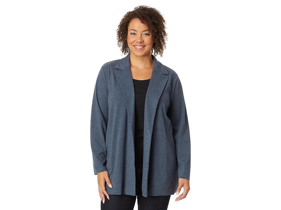 NIC+ZOE Plus Size All Day Comfort Knit Blazer (Dark Indigo) Women's Clothing Product Image