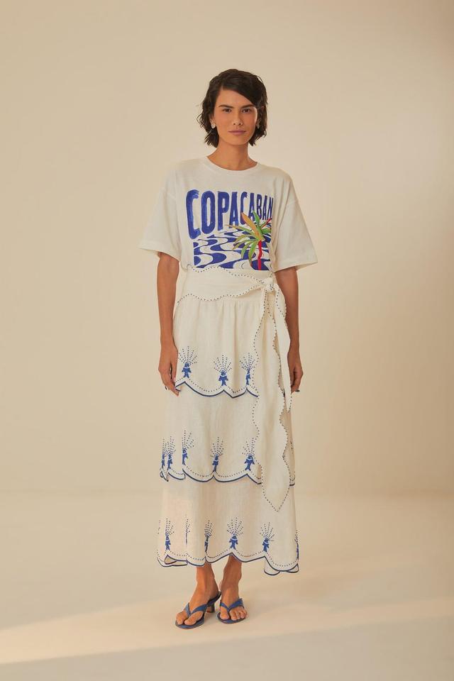 Off-White Sea Of Fish Embroidered Midi Skirt, SEA OF FISH OFF-WHITE / L Product Image