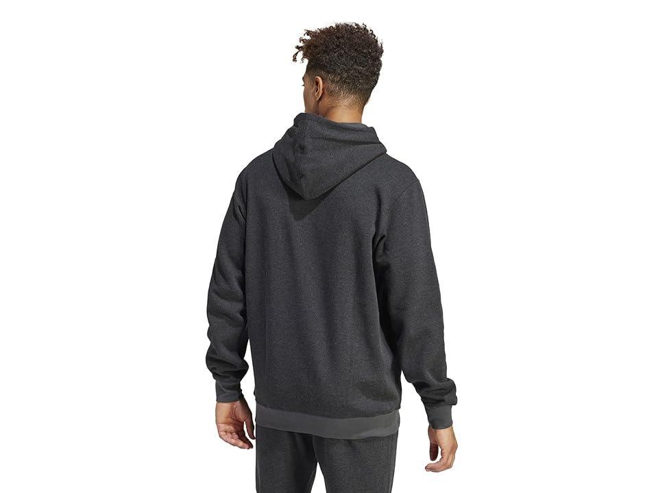 adidas Seasonal Essential Melange Hoodie (Black Melange) Men's Clothing Product Image