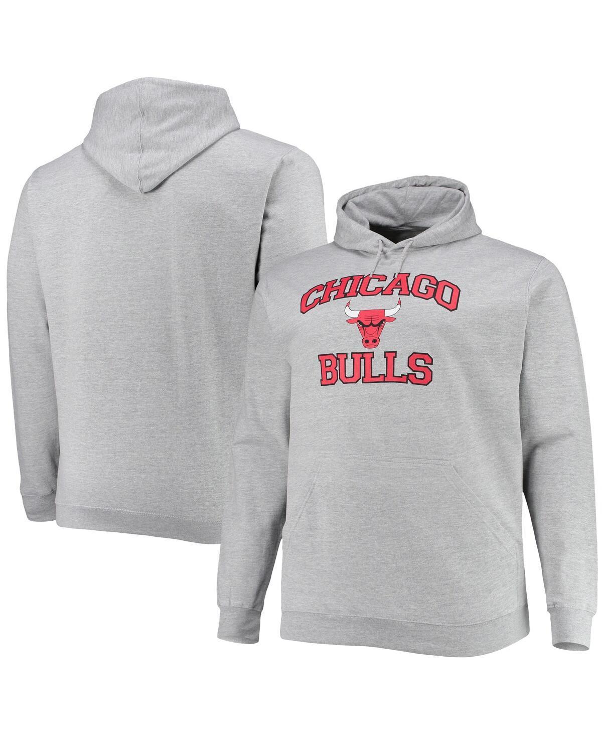 Mens Heathered Gray Chicago Bulls Big and Tall Heart and Soul Pullover Hoodie Product Image