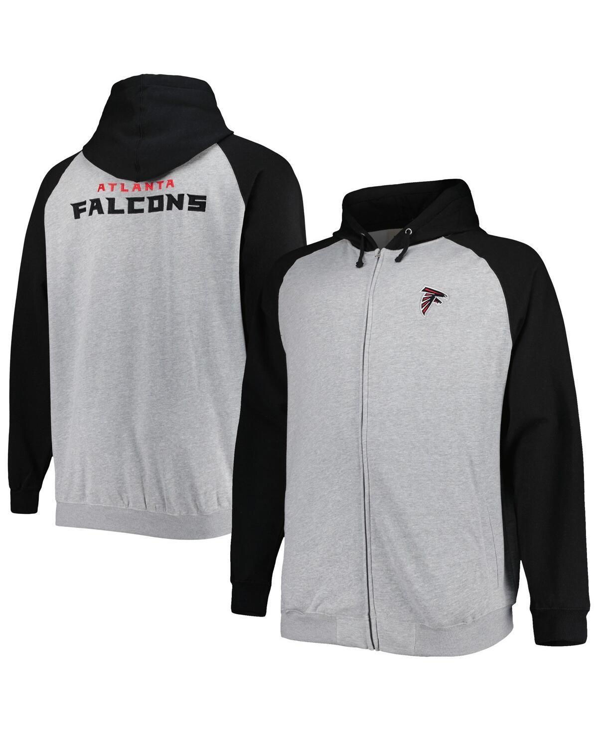 Mens Heather Gray Atlanta Falcons Big & Tall Fleece Raglan Full-Zip Hoodie Jacket Product Image