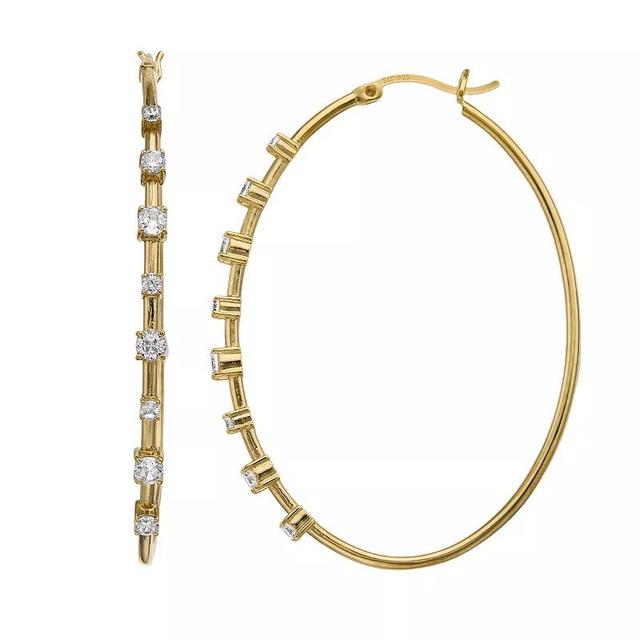 Cubic Zirconia Oval Hoop Earrings, Womens, Gold Tone Product Image