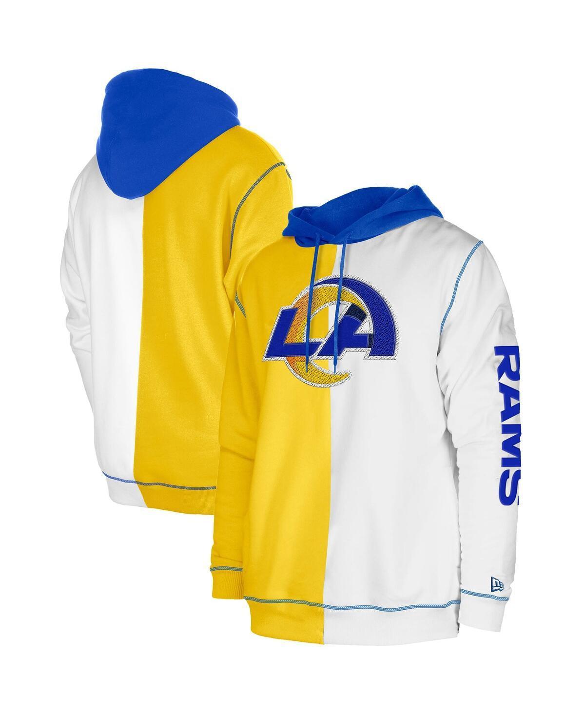 Mens New Era /White Los Angeles Rams Third Down Split Raglan Pullover Hoodie Product Image