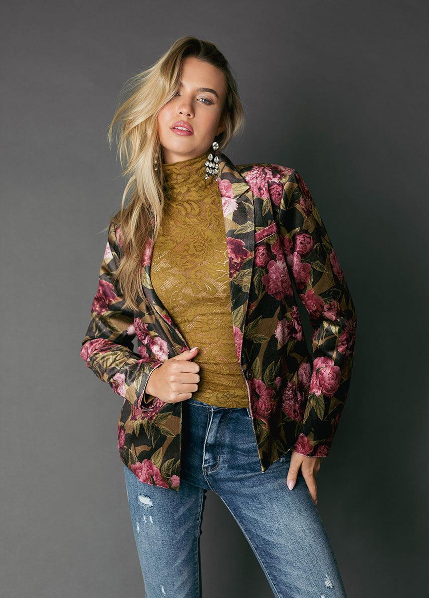 Louve Blazer in Bistre Floral Product Image