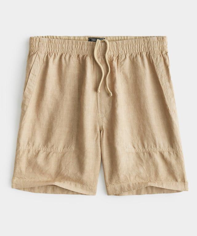 7" Italian Linen Beach Short in Khaki Product Image