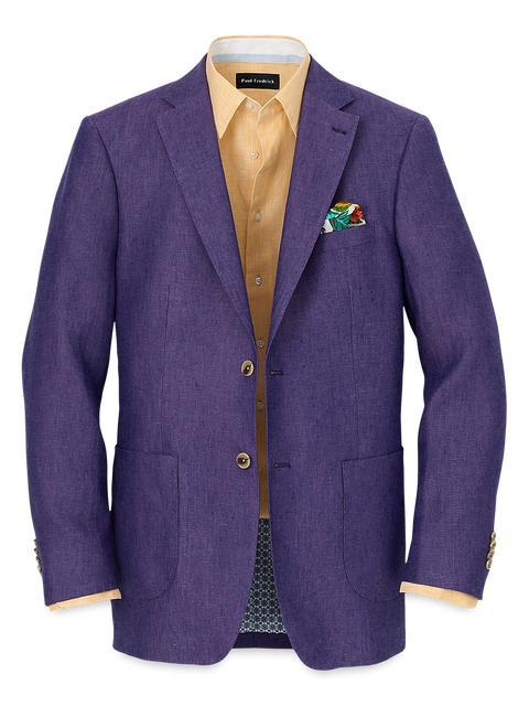 Linen Single Breasted Notch Lapel Sport Coat - Purple Product Image