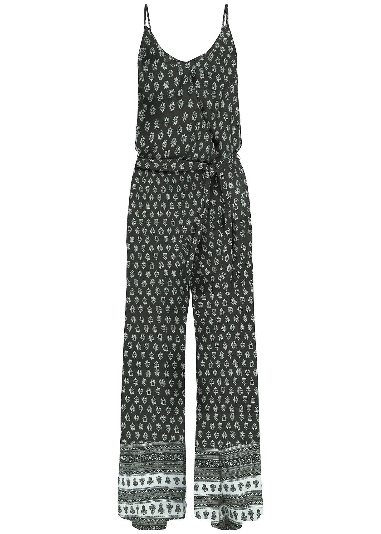 Wrap Front Jumpsuit - Black & White Product Image