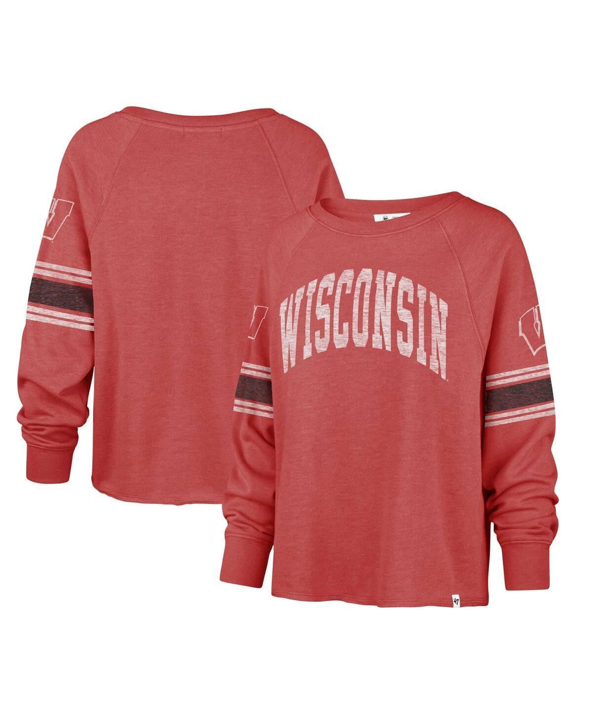 Womens 47 Wisconsin Badgers Allie Modest Raglan Long Sleeve Cropped T-Shirt Product Image