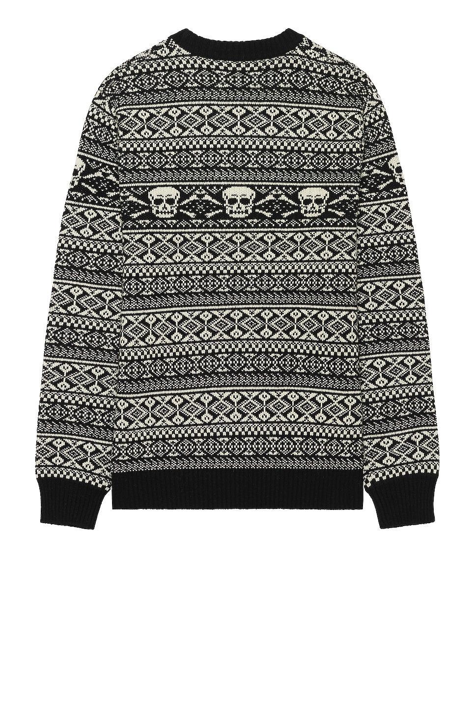 Schott Fairisle Skull Sweater in Black - Black. Size M (also in ). Product Image