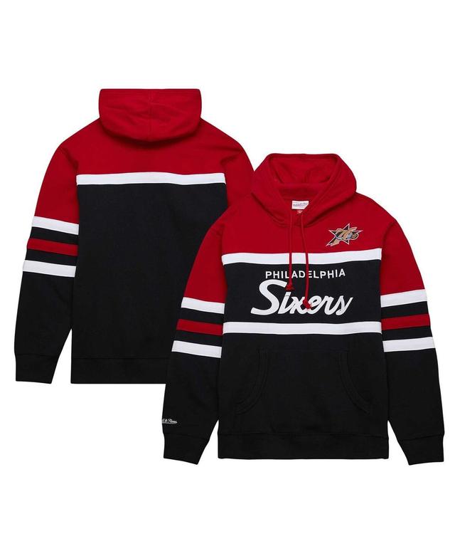 Mens Mitchell & Ness Black/Red Philadelphia 76ers Head Coach Pullover Hoodie Product Image