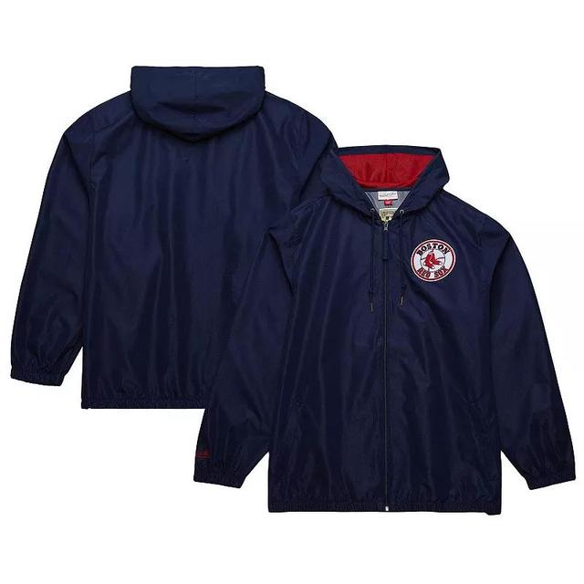 Mens Mitchell & Ness Boston Red Sox Cooperstown Collection Vintage Logo Full-Zip Hoodie Windbreaker Jacket Blue Product Image