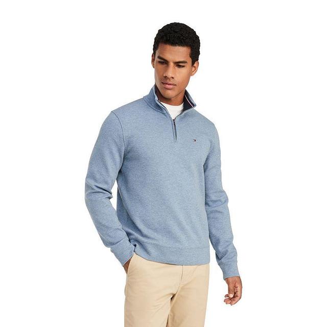 Mens Tommy Hilfiger Logo Quarter-Zip Top New Blue Grey Product Image