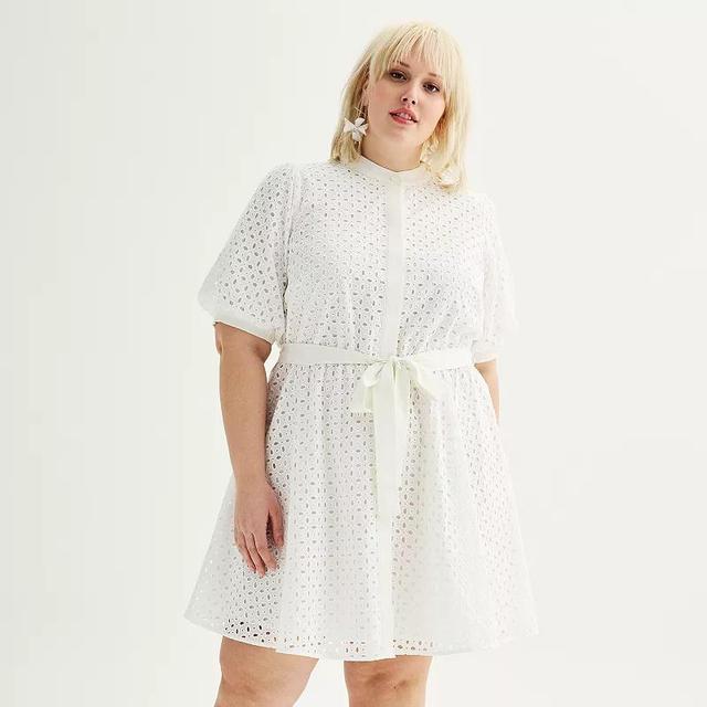 Plus Size Nine West Eyelet Fit & Flare Dress, Womens Product Image