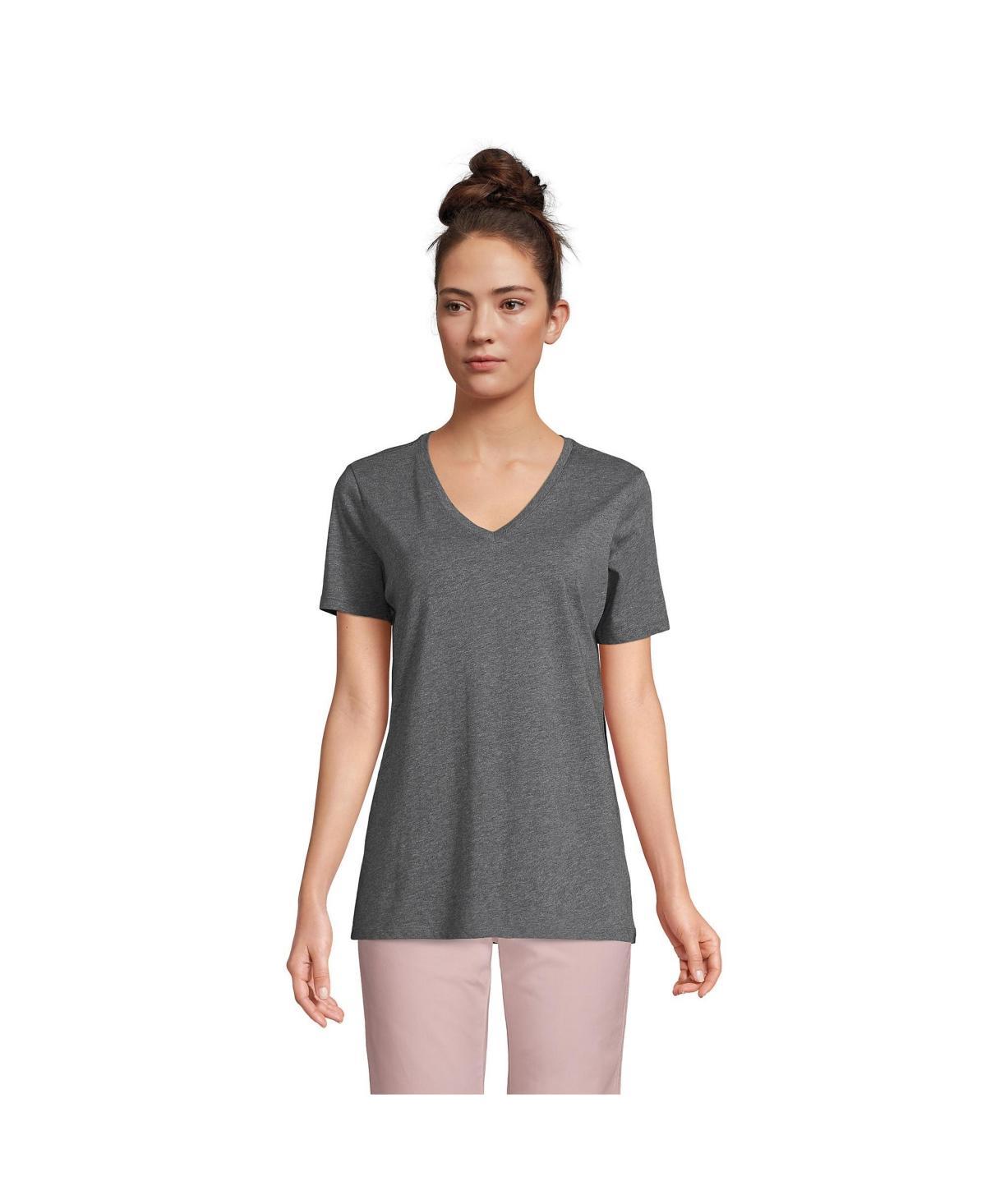 Lands End Womens Relaxed Supima Cotton Short Sleeve V-Neck T-Shirt Product Image