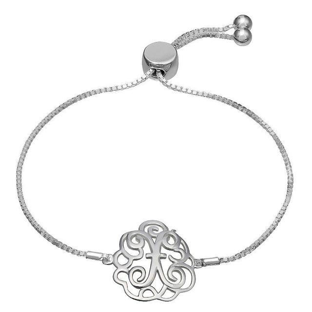 PRIMROSE Sterling Silver Monogram Initial Adjustable Bracelet, Womens, Sterling O Product Image