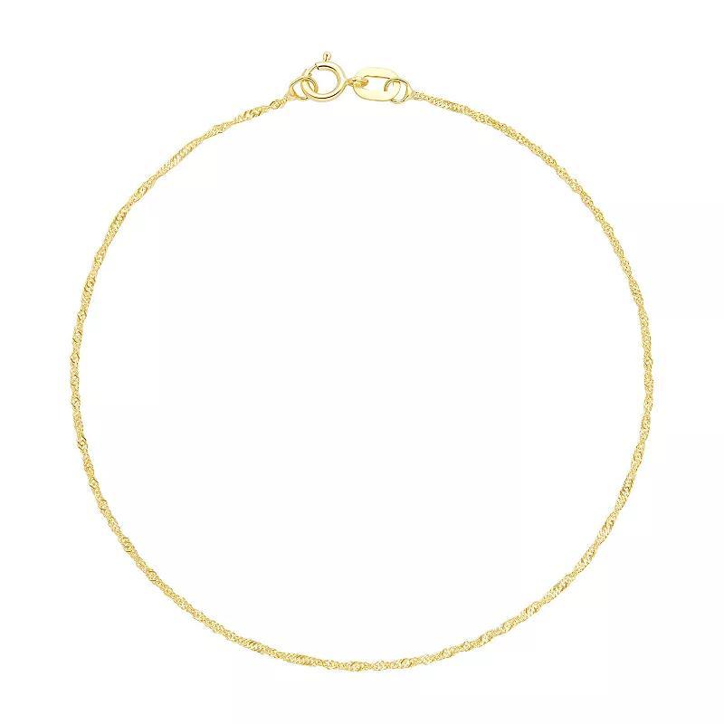 PRIMROSE 14k Gold Diamond Cut Twisted Curb Chain Bracelet, Womens 14k Yellow Gold Product Image