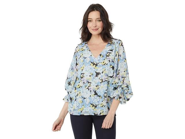 Vince Camuto V-Neck Balloon Sleeve Blouse (Sea Breeze) Women's Clothing Product Image