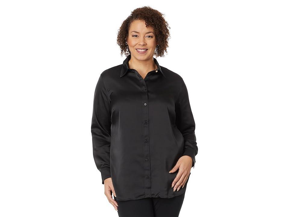 LAUREN Ralph Lauren Plus Size Satin Charmeuse Shirt Women's Clothing Product Image